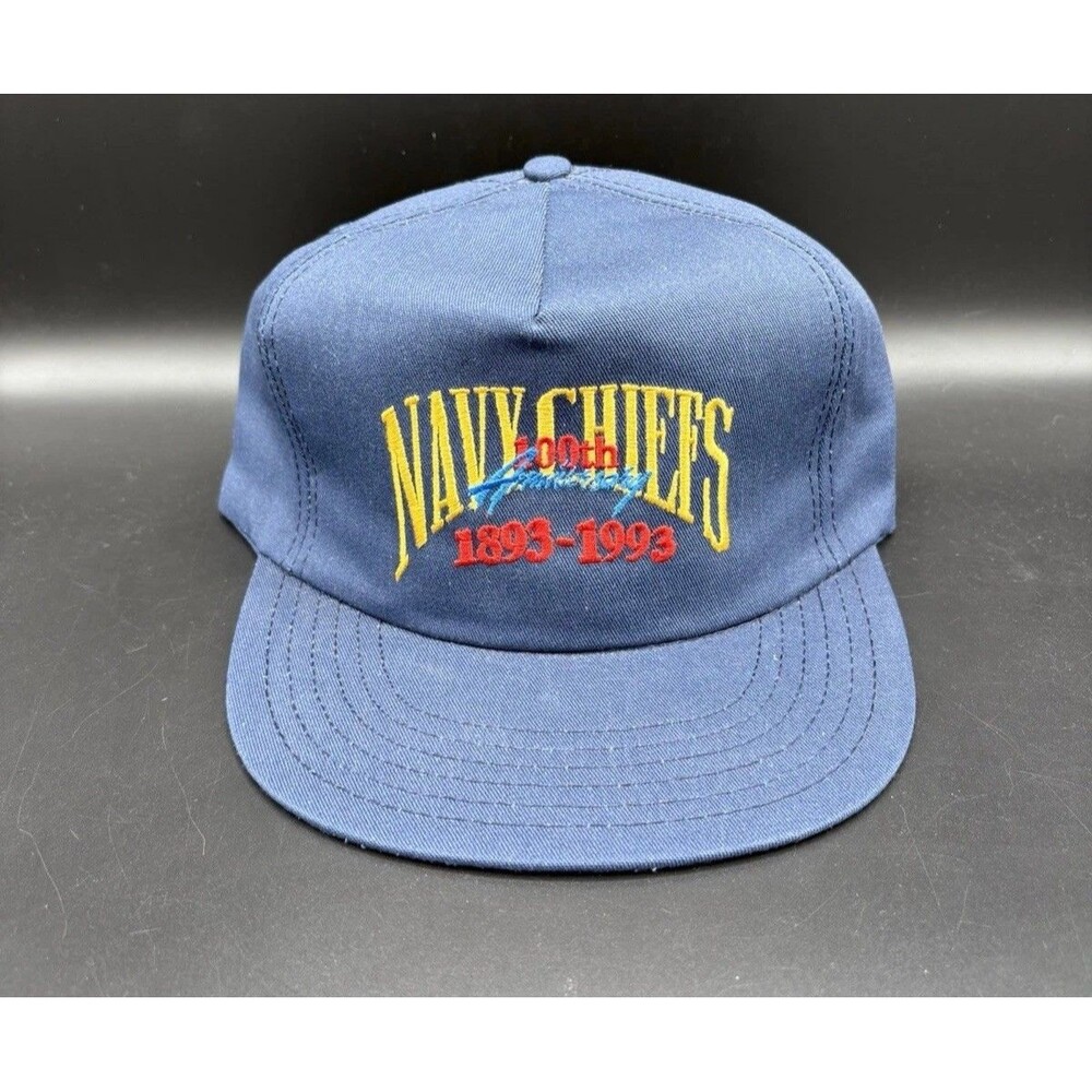 Vintage 90s Navy Chiefs SnapBack Hat / Cap / Navy / Military